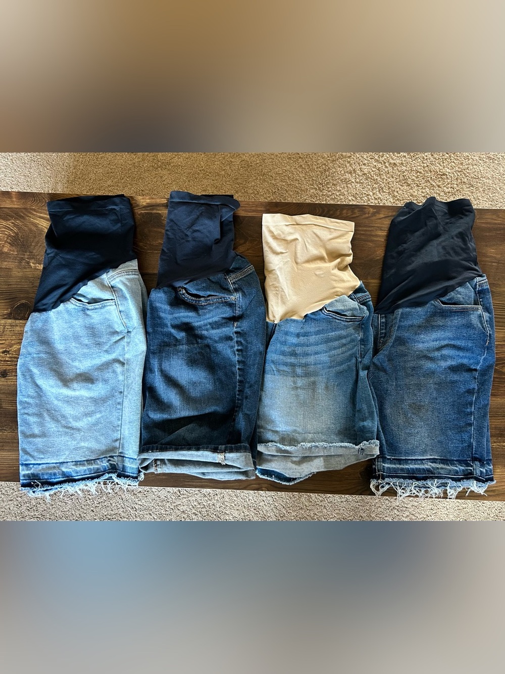 Maternity Denim Jean Shorts Lot Full Panel Medium 8-10 - Picture 2 of 10